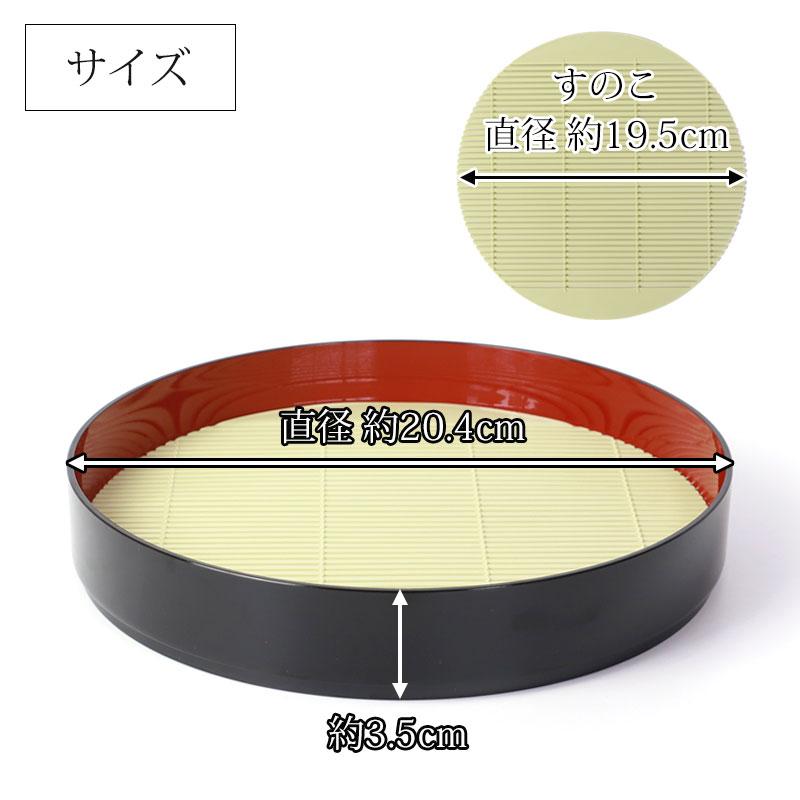 みよし漆器本舗 そば皿 すのこ 丸そば皿 黒内朱 山中塗り 日本製 20.4