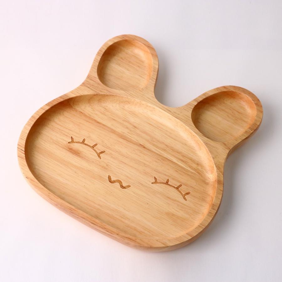 みよし漆器本舗 天然木製 うさぎさんプレート スマイル お皿 仕切り