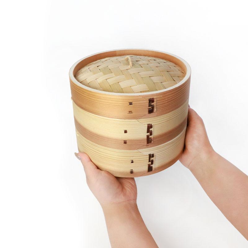 白木蒸籠２１センチ２段・蒸し板セット 照宝 白木せいろ二段 蒸し板セット21cm | 中華街 照宝