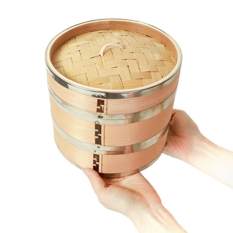 せいろ ステンレス+杉製 受け台 4点 セット ふた 本体 2段 18cm 蒸し器