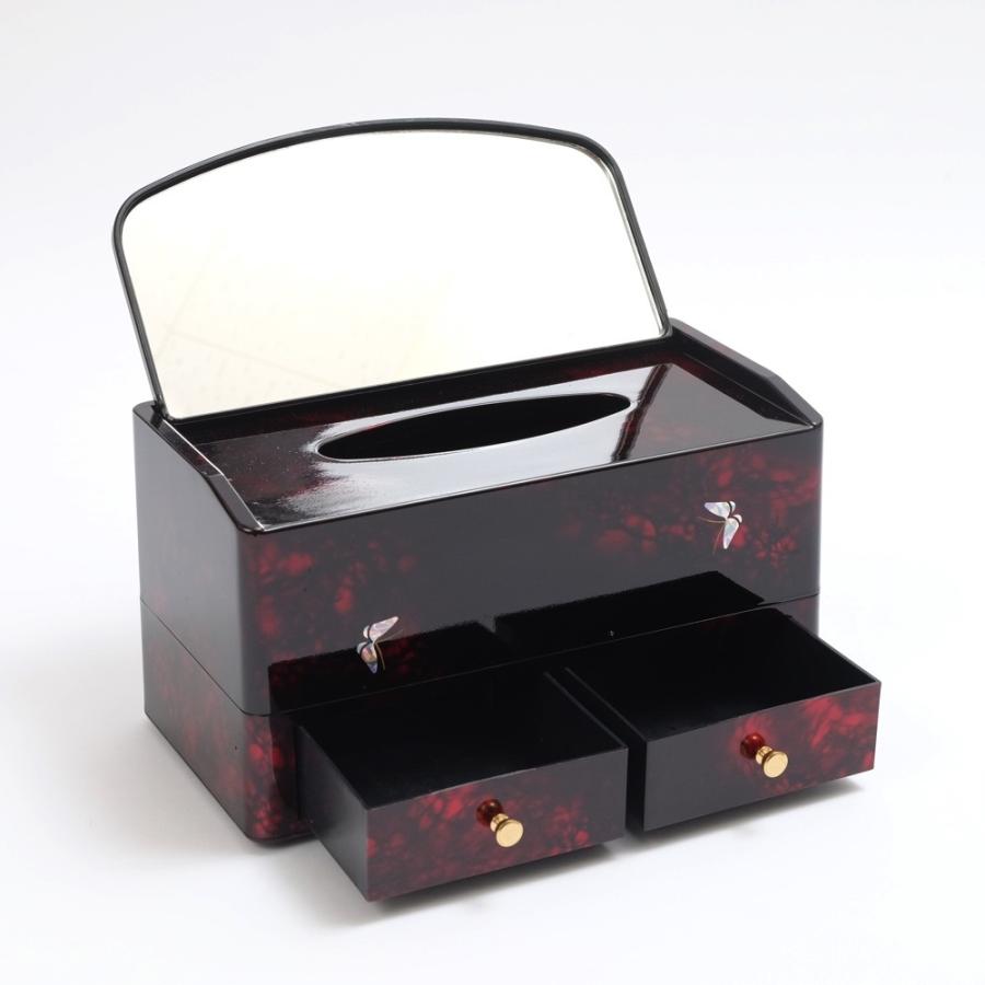 みよし漆器本舗 紀州塗り ティッシュボックス 別甲 彩桜 二段 （引出し