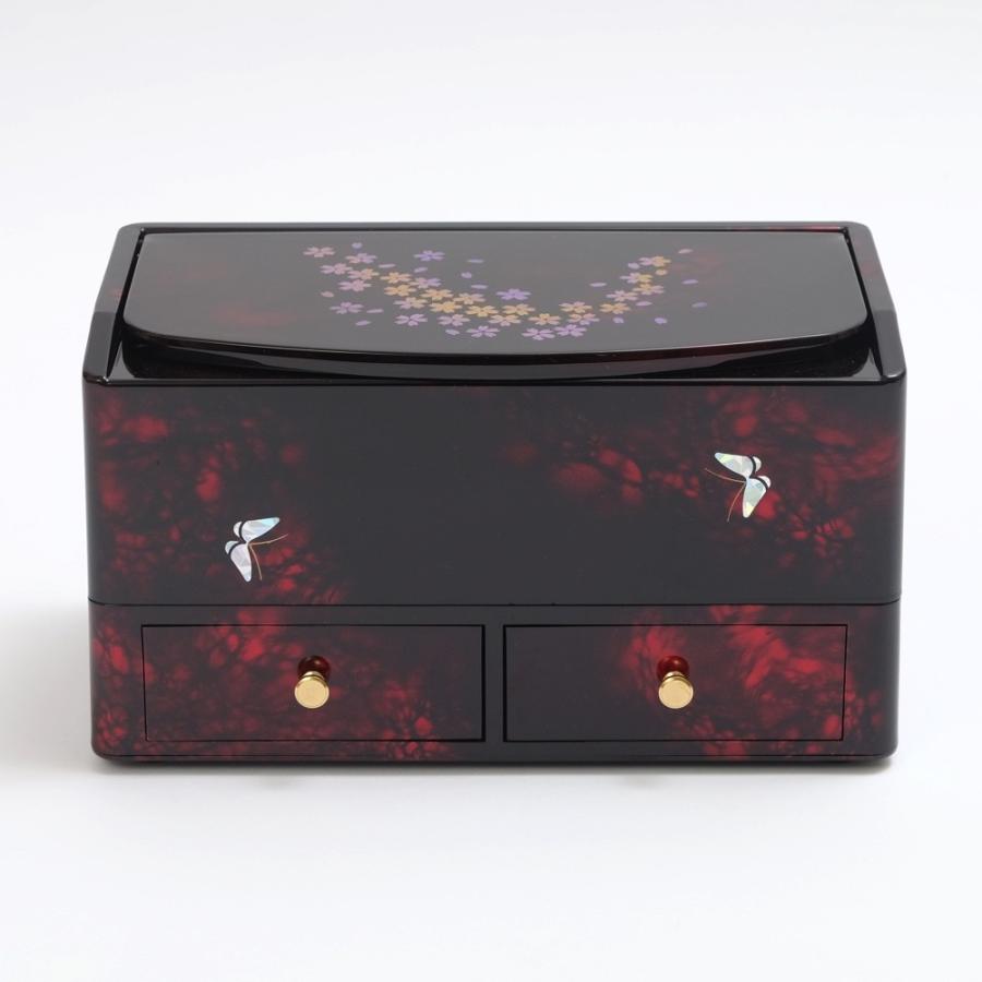 みよし漆器本舗 紀州塗り ティッシュボックス 別甲 彩桜 二段 （引出し