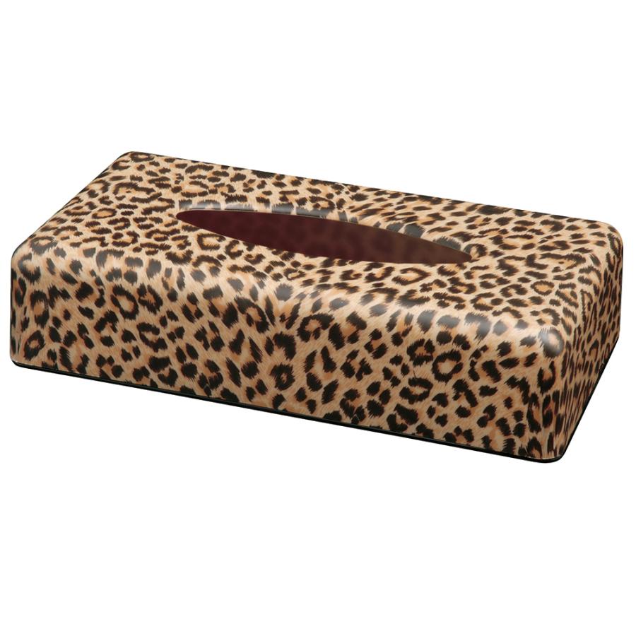 みよし漆器本舗 ティッシュケース ヒョウ柄 （布貼） ティッシュ