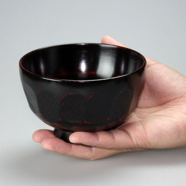 みよし漆器本舗 天然木製 大汁椀 ハツリ 曙 漆塗り 12.8cm おしゃれ