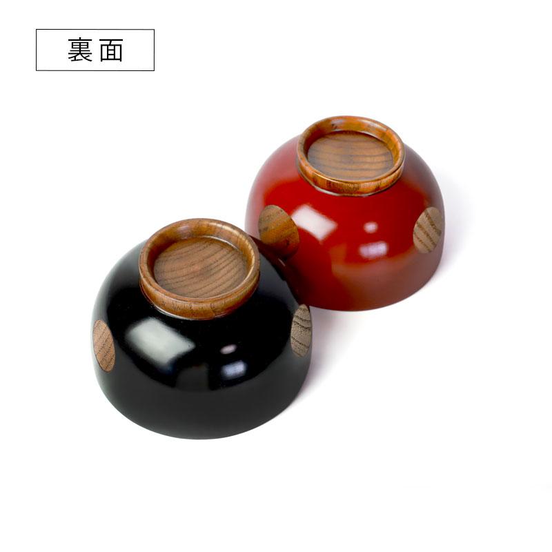 みよし漆器本舗 汁椀 天然木製 お椀 おわん 水玉 みずたま レトロ
