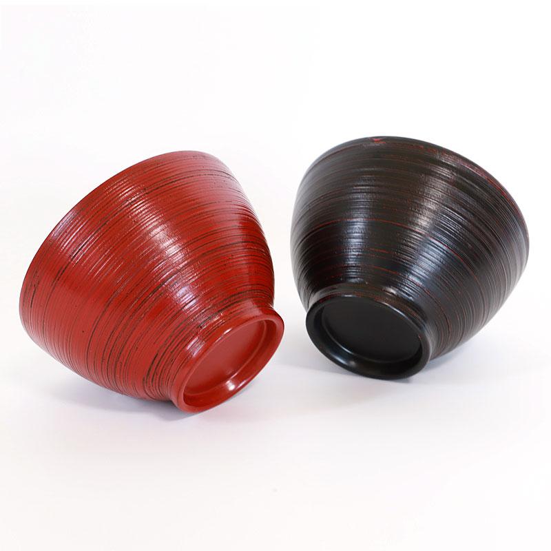 みよし漆器本舗 天然木製 汁椀 刷毛目 根来 曙 お椀 直径12cm お碗 鉢