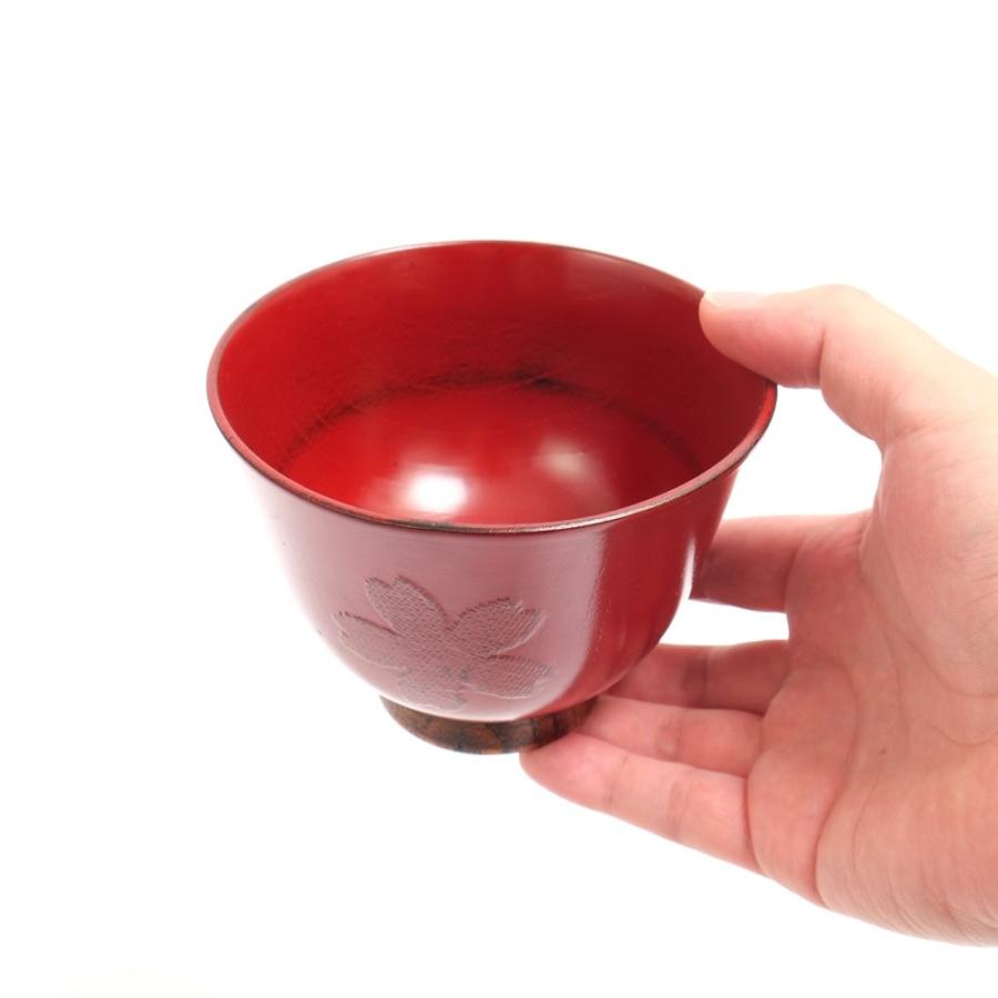 みよし漆器本舗 天然木製 かゆ椀 さくら 根来 漆塗り 汁椀 お椀 お碗