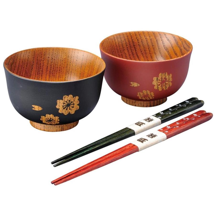 みよし漆器本舗 お椀 お碗 ペアセット 天然木製 結婚祝い 箸 汁椀