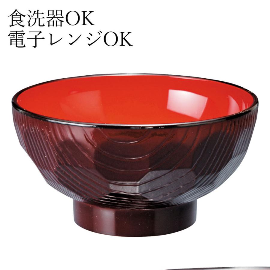 みよし漆器本舗 レンジ対応 食洗機対応 4寸 11.8cm 高野汁椀 亀甲内朱