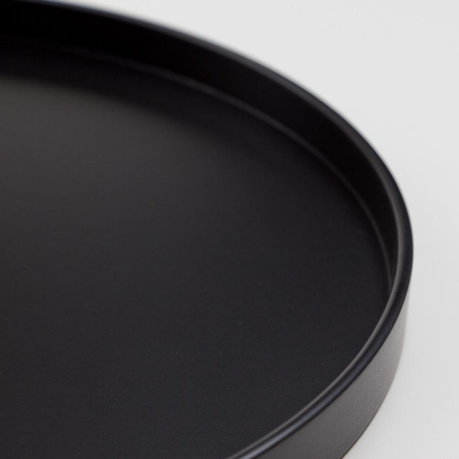 みよし漆器本舗 木製 尺寸 丸盆 30cm 黒 ブラック 無地 配膳盆