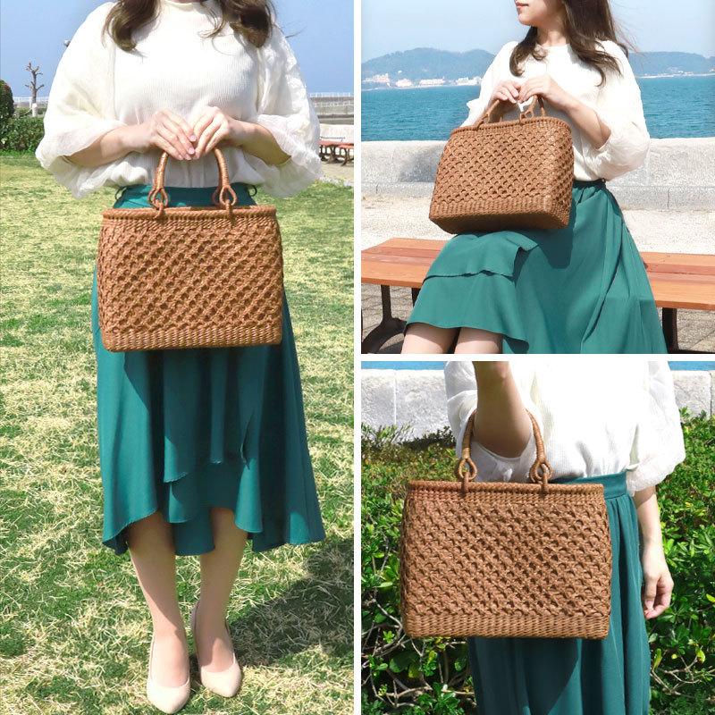 50%OFF 山葡萄 かごバッグ 1年保証付き 内布付き 山ぶどう やまぶどう 蔓 天然素材 カゴバッグ レディース 大人 おしゃれ B5 ハンドメイド 母の日の画像