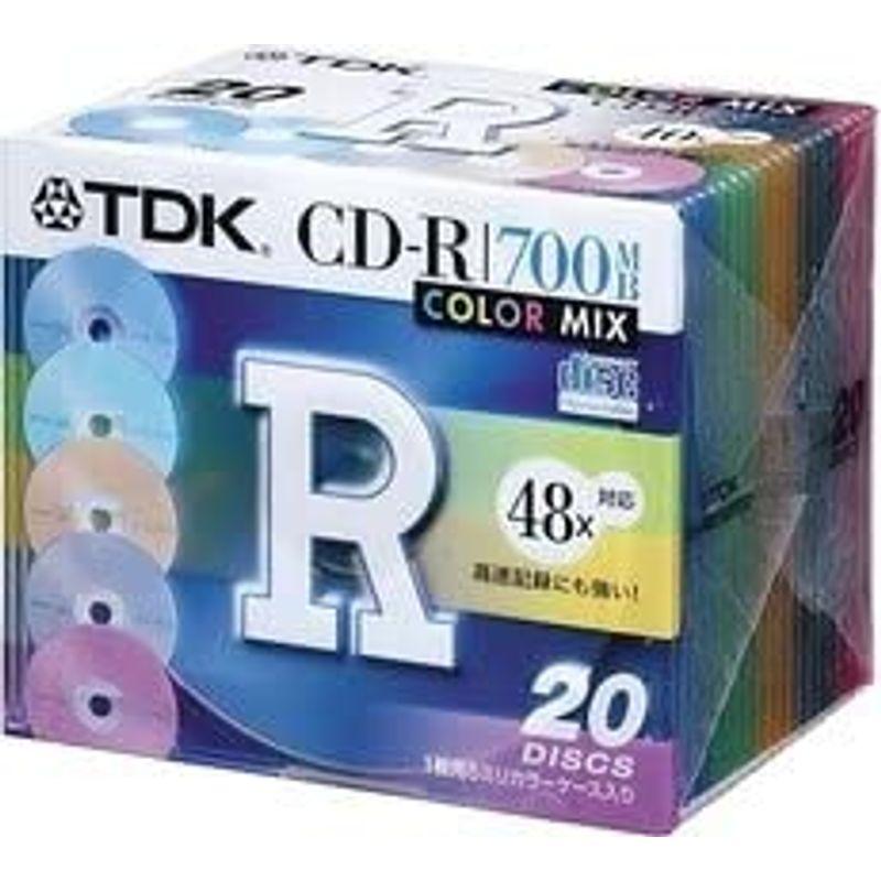 大特価!!】TDK CD-Rデータ用700MB 48倍速カラーミックス 5mm厚ケース入り20枚パック CD-R80TX20CCS データ用メディア 