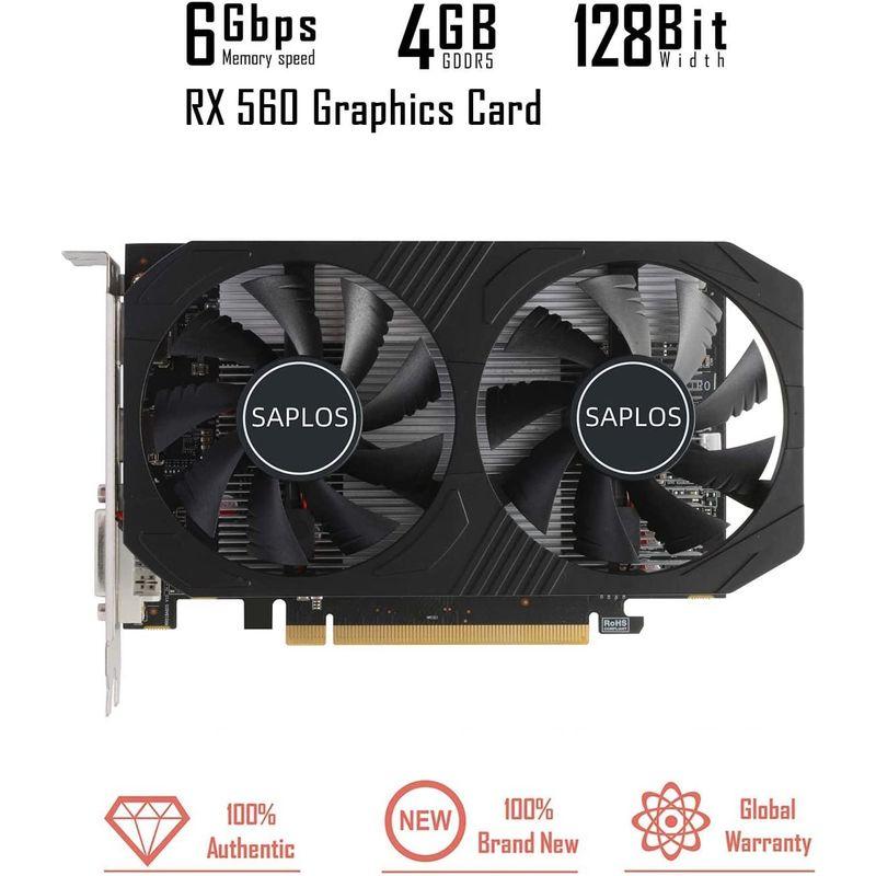 新しいブランド SAPLOS Radeon RX 560 コンピューターグラフィックカード 4GB GDDR5 128ビット ディスプレイポート/HDMI/