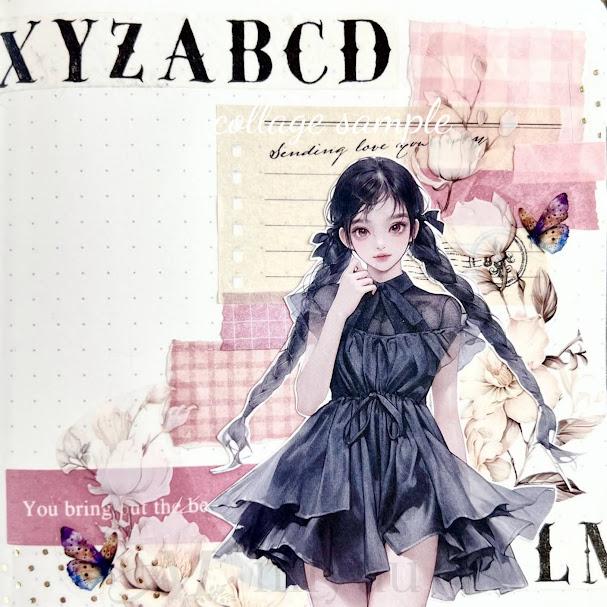 デザインペーパー a4 コラージュシート 女の子 コラージュ素材