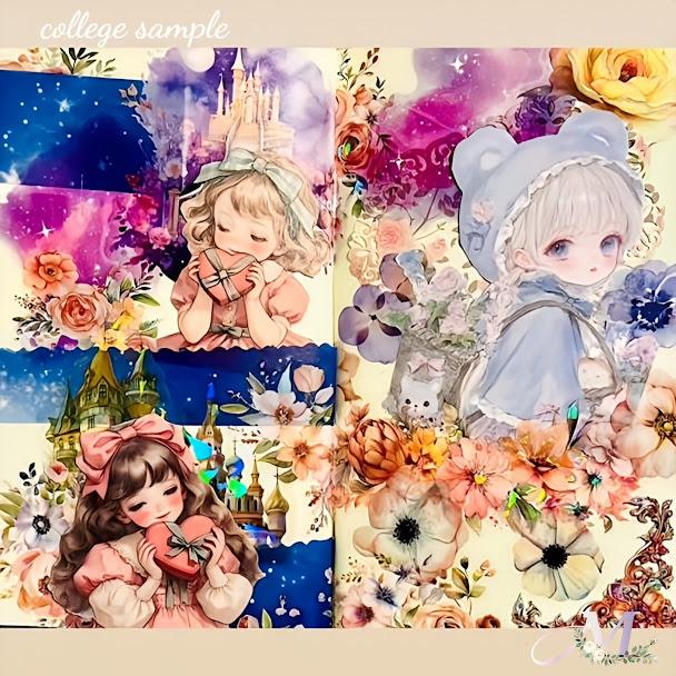 素材紙 a4デザインペーパー コラージュシート 人物 女の子 デザイン