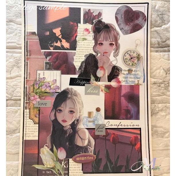 素材紙 a4デザインペーパー コラージュシート 人物 女の子 デザイン