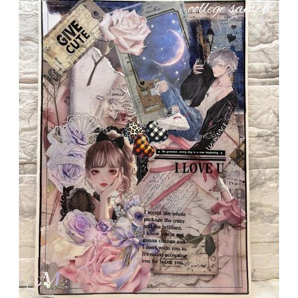 素材紙 a4デザインペーパー コラージュシート 人物 女の子 デザイン