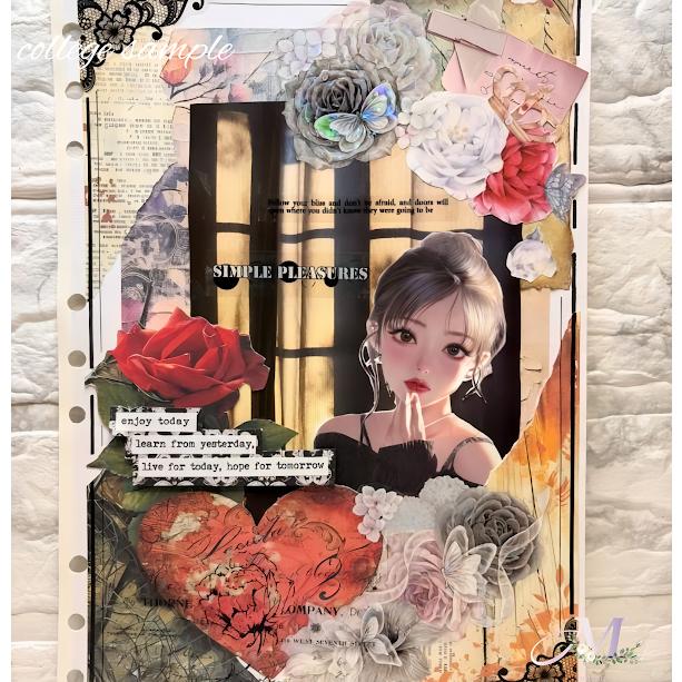 素材紙 a4デザインペーパー コラージュシート 人物 女の子 デザイン