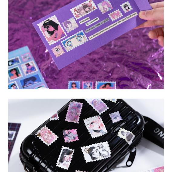 ステッカー おしゃれ スマホ フレークシール 海外 レトロ イラスト 女の子 エモかわいい 切手風 コラージュ スクラップブッキング ジャンクジャーナル 雑貨 昭和 Flakeseal0040 Miyuu 通販 Yahoo ショッピング