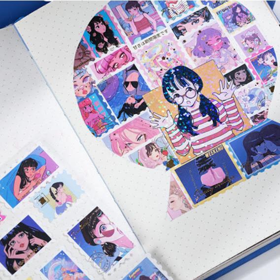 ステッカー おしゃれ スマホ フレークシール 海外 レトロ イラスト 女の子 エモかわいい 切手風 コラージュ スクラップブッキング ジャンクジャーナル 雑貨 昭和 Flakeseal0040 Miyuu 通販 Yahoo ショッピング