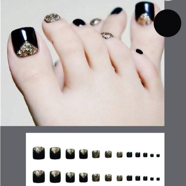 超ポイントアップ祭 ネイルチップ ネイルシール ジェルネイル ペディキュア フット ネイル 足 付け爪 ブラック ネイビー シルバー ゴールド 韓国 ネイル シンプル おしゃれ Petemeble Pl