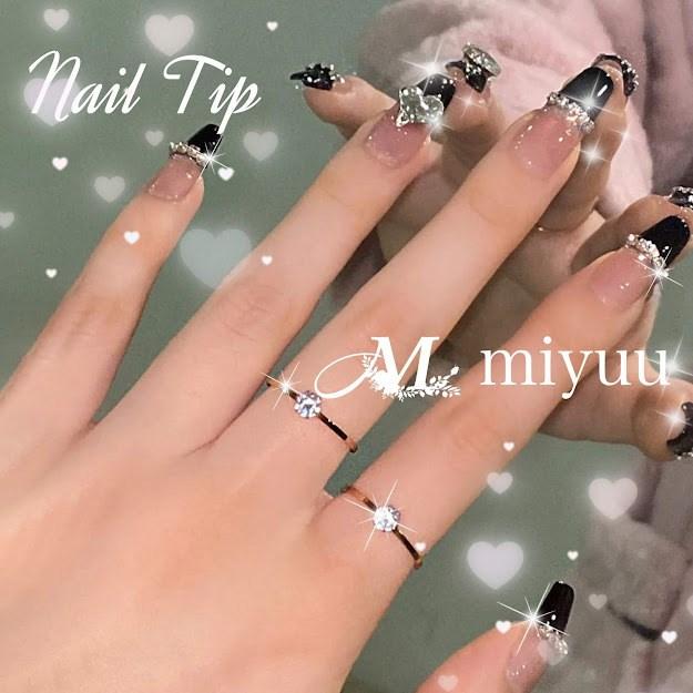 ネイルチップ ネイル チップ ジェルネイル ワンホンネイル ちゅるん つけ爪 中華ネイル ハート チェーン フレンチネイル 中国ネイル ビジュー クリスタル Nailtips0013 Miyuu 通販 Yahoo ショッピング