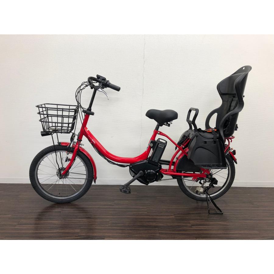 赤い電動アシスト自転車 バスケット付きバッテリー12.8ah 電動自転車 ヤマハ PAS Babby 20インチ 赤 12.8ah 2014年頃 後ろ