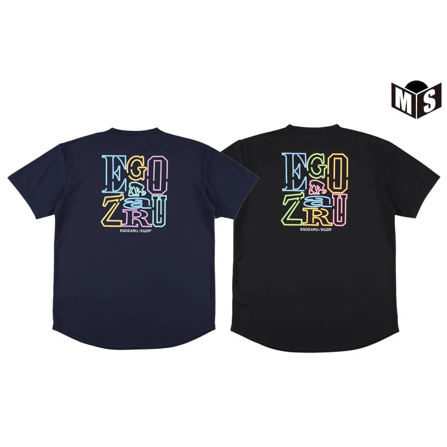 EGOZARU（エゴザル） タイポグラフィーネオン バックプリント Tシャツ