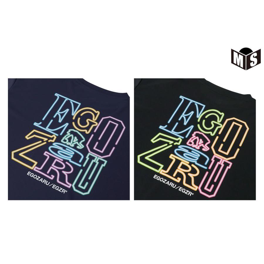 EGOZARU（エゴザル） タイポグラフィーネオン バックプリント Tシャツ