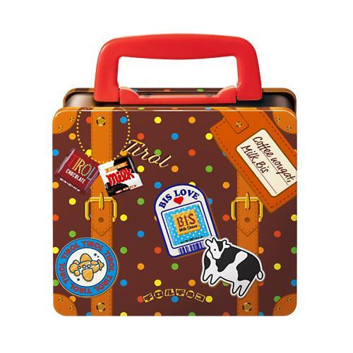 プライズ景品中身無し、チロル、ミニトランク缶、缶ケース、小物入れ、ミニ缶 チロルチョコ トランク缶 限定発売品 かわいいトランクバッグ風 缶