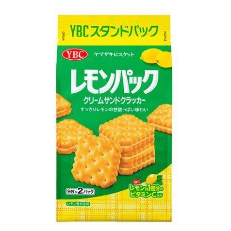 ヤマザキビスケット レモンパック クリームサンドクラッカー（9枚×2パック入り）×１袋　YBCスタンドパック｜mizota