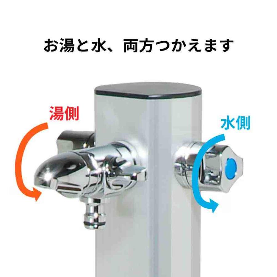 水生活製作所 湯水 混合水栓柱レゼーナ 1200mm 立水栓 2口 ホース接続