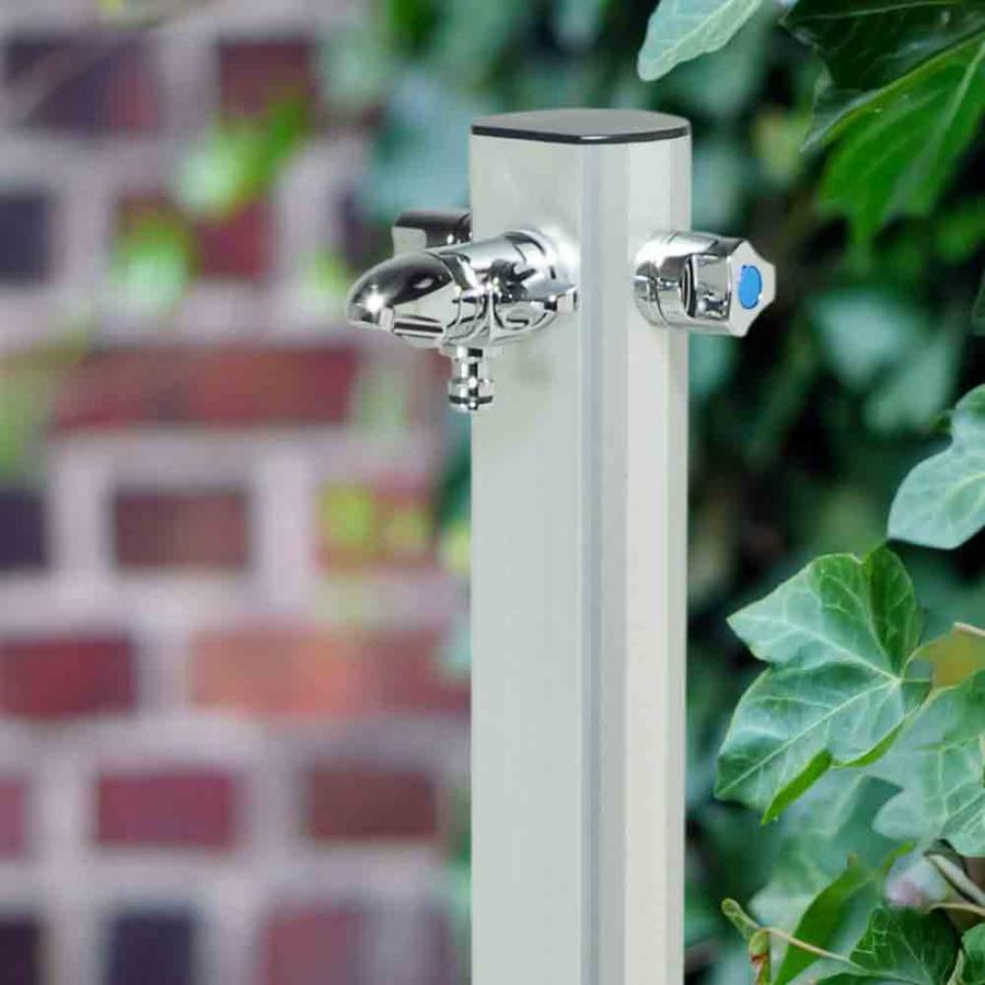 水生活製作所 湯水 混合水栓柱レゼーナ 1200mm 立水栓 2口 ホース接続