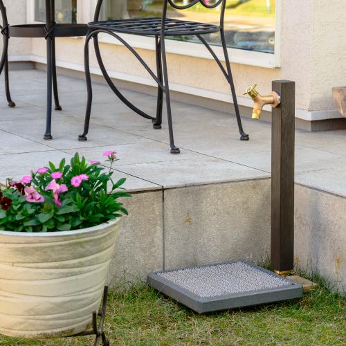 水生活製作所 立水栓 おしゃれ 木目水栓柱 古木(こぼく) ダーク