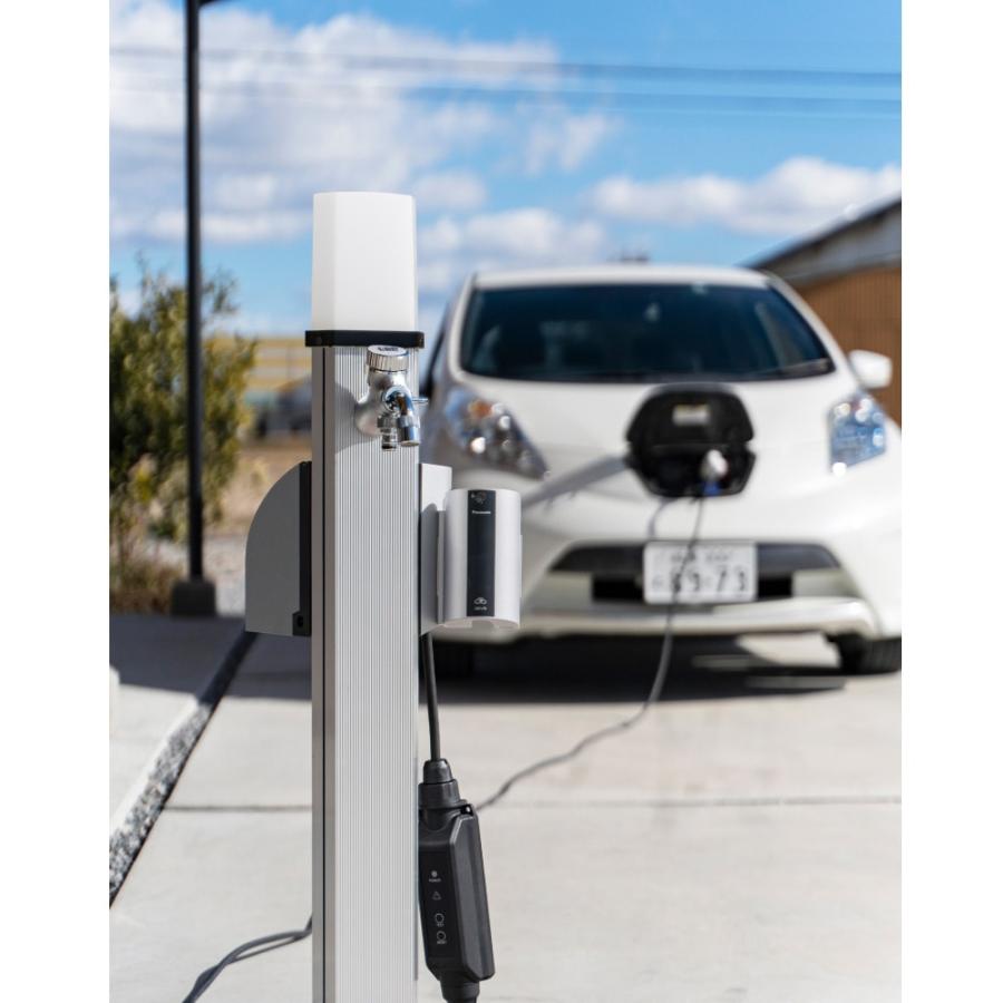 水栓柱 プリズム2 PRIZMII シルバー LEDライト 人感センサー コンセント 電源使用可能 電気自動車 EV車充電 立水栓 庭 屋外 蛇口 水生活製作所 MIZSEI おしゃれ_6