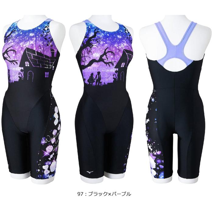 MIZUNO 競泳水着 レディース Lサイズ ブラック パープル MIZUNO（ミズノ） レディース レーシングフィットネス水着