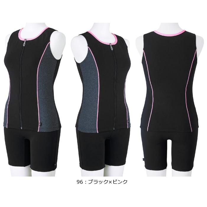 MIZUNO セパレートフィットネス水着 XL レディース ブラック×グレー MIZUNO（ミズノ） レディース フィットネス水着 セパレート