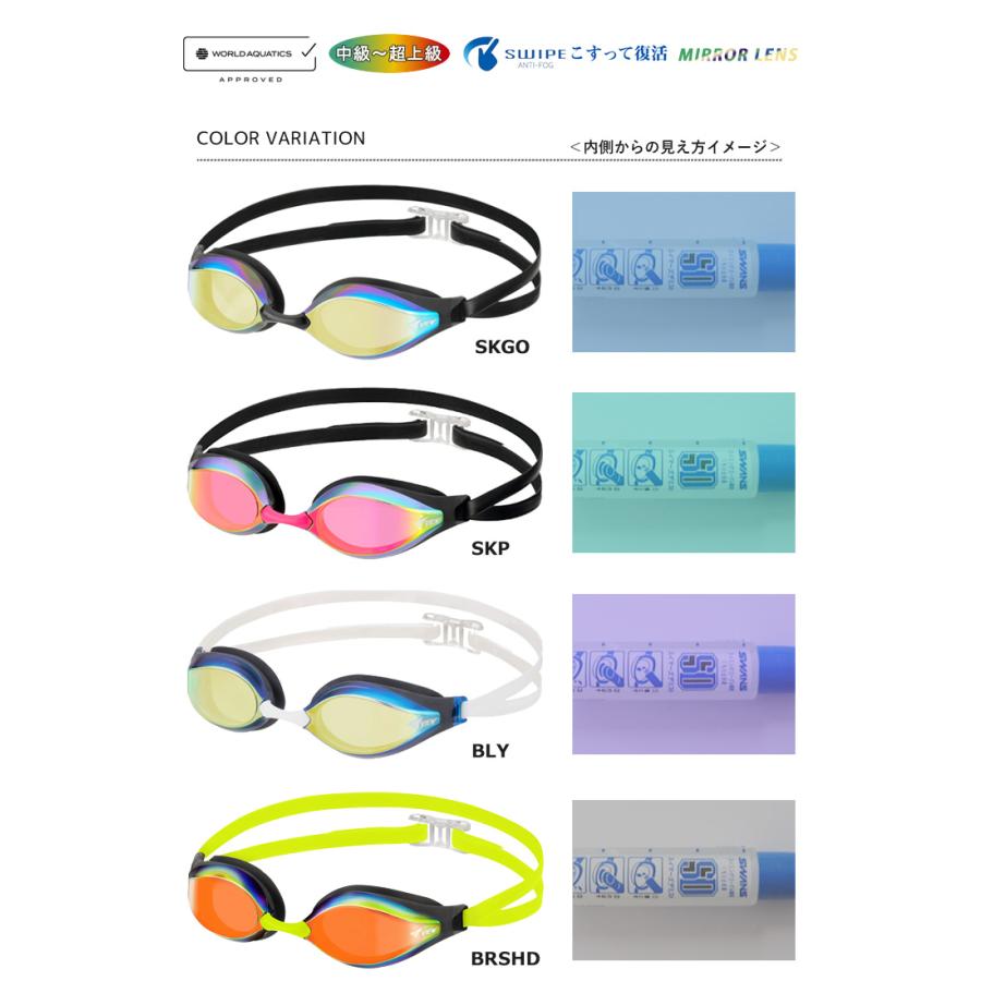 FINA承認モデル クッションあり 競泳用スイムゴーグル 水泳用 ミラー