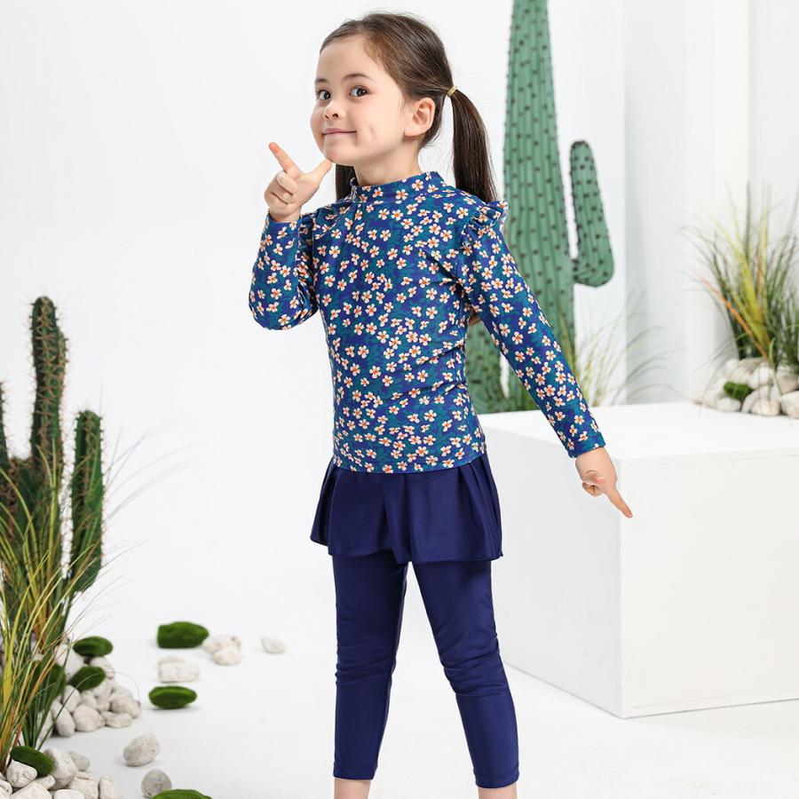 TeddyShop 水着 キッズ 女の子 セパレート 長袖ラッシュガード 