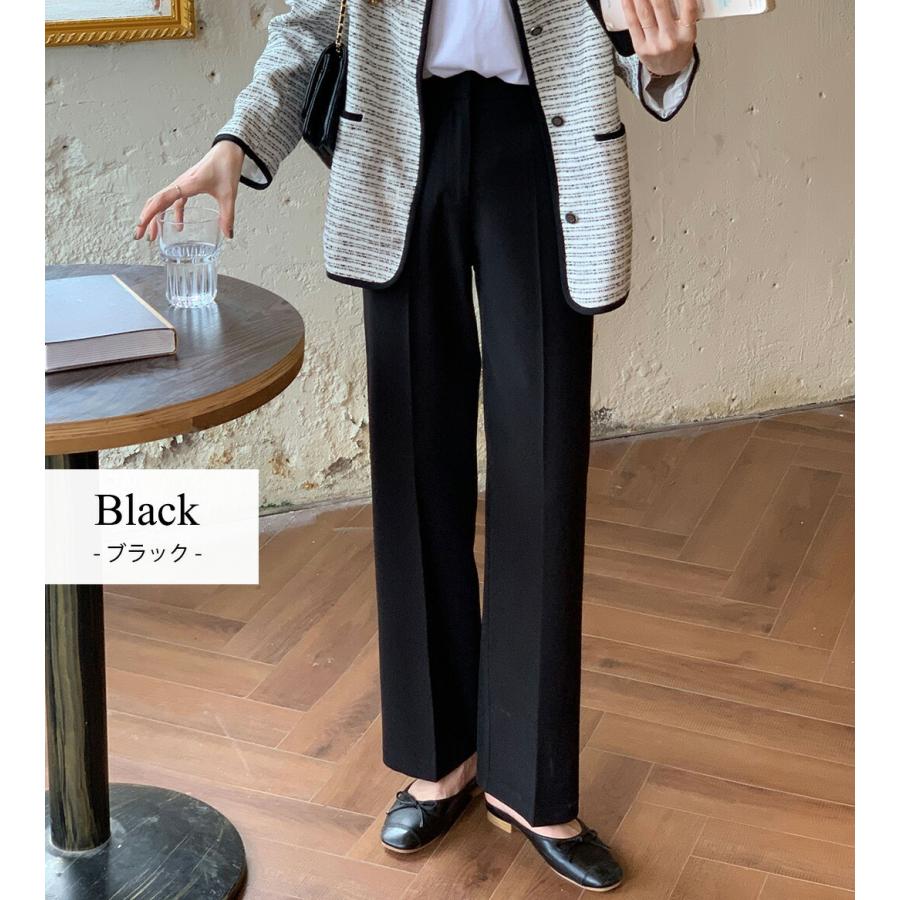 スラックス ストレートパンツ センタープレスパンツ レディース
