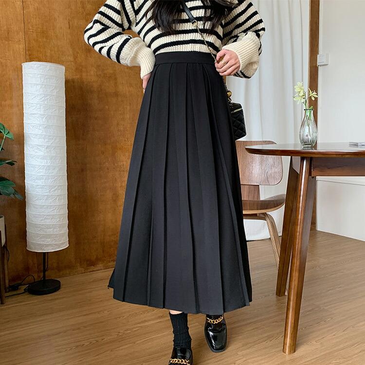 新品 定価68200円 ジュンジー ロング プリーツ スカート 黒 ブラック