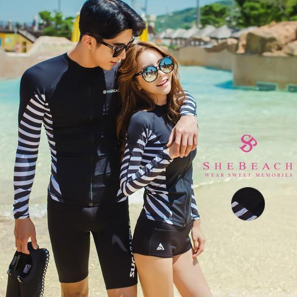 売り切れ必至 レディース ラッシュガード カップル 男女2点セット 長袖 大人 韓国ファッションブランド Shebeach正規品 モノトーン 売れ筋 Www Muslimaidusa Org