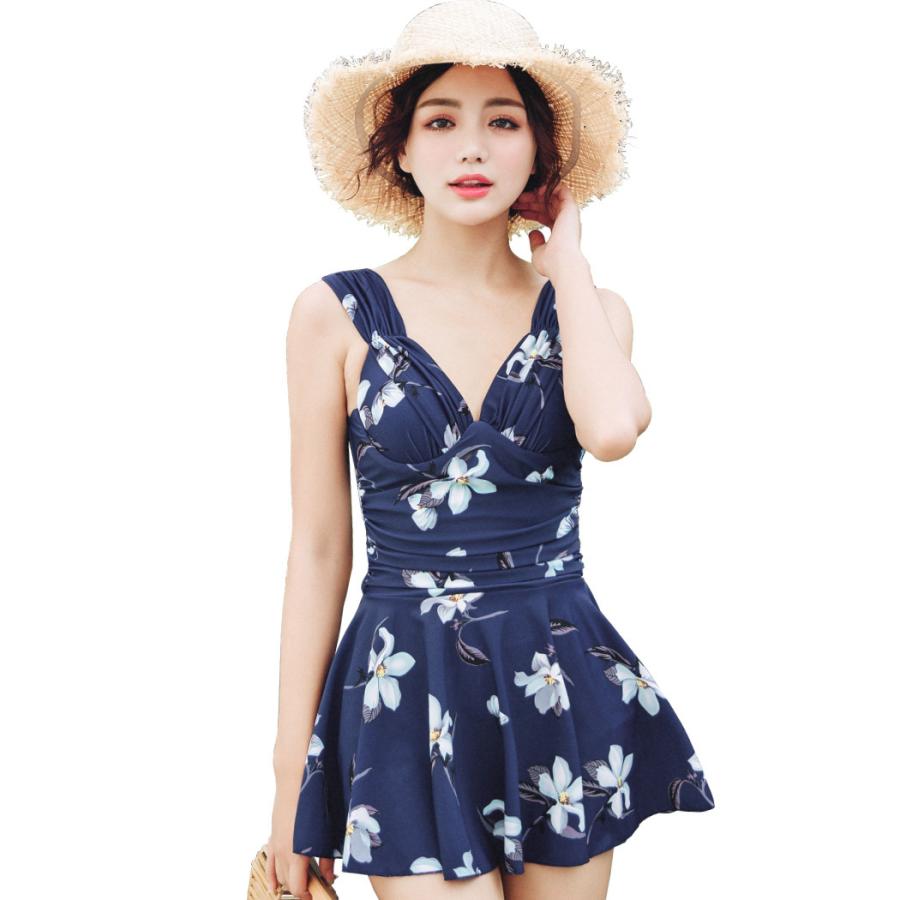 水着 レディース 体型カバー 水着 ワンピース ショートパンツ 2点セット バックシャン セクシー フレア 人気 花柄 ボタニカル 水着通販 水着ストア 通販 Paypayモール