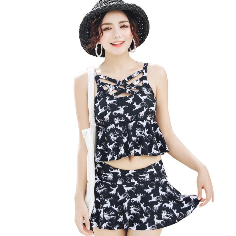 ビキニ 水着 レディース ショートパンツ 2点セット フレアスカート 人気 バックシャン フリル セクシー 黒 白 水着通販ストア 水着ストア 通販 Paypayモール