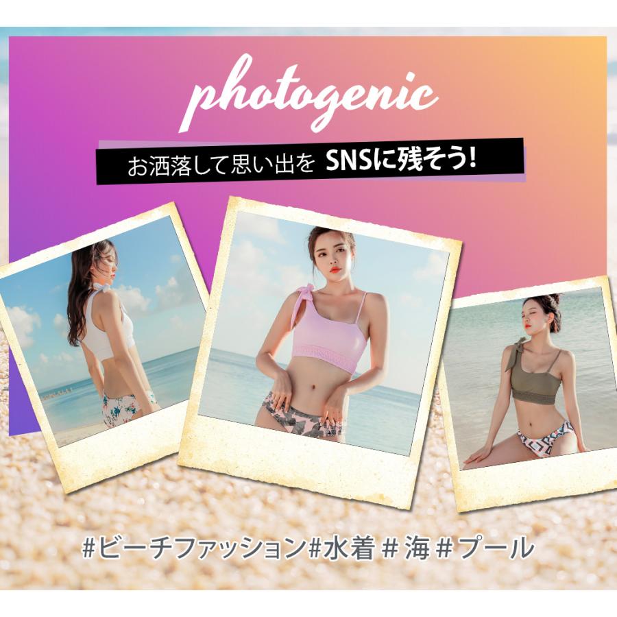 ビキニ 水着 レディース アシンメトリー ワンショルダー 2点セット 4way おしゃれ かわいい 夏 海 プール ビーチ 黒 白 チェック 無地｜mizuki-store｜25