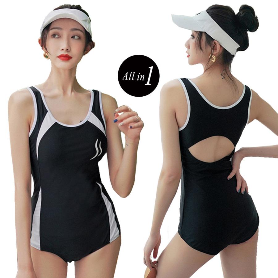 水着 ワンピース 体型カバー レディース オトナ女子 スタイルアップ おしゃれ かわいい シンプル オールインワン 水着ストア 通販 Paypayモール