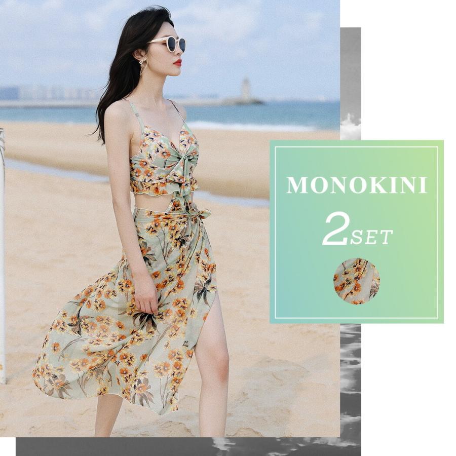TeddyShop 水着 レディース モノキニ パレオ ワンピース 2点 TeddyShop 水着 レディース モノキニ パレオ ワンピース 2点