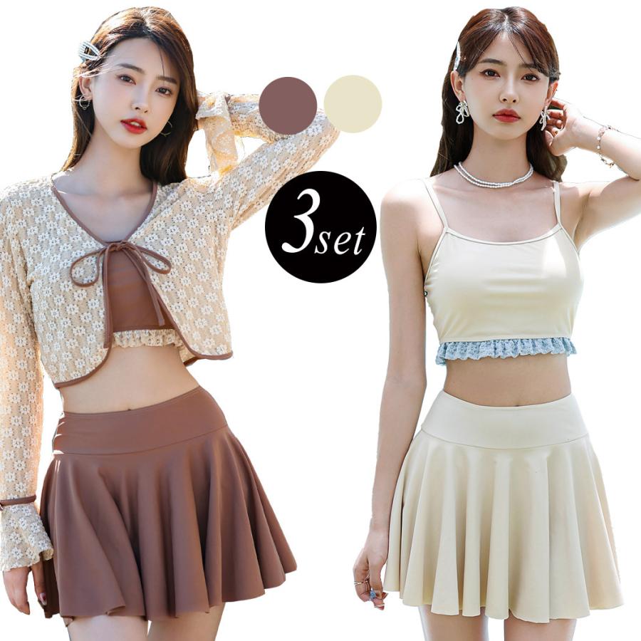 水着 レディース ボレロ 3点セット おしゃれ かわいい 体型カバー セパレート フェミニン ガーリー フリルヘム 水着ストア 通販 Paypayモール