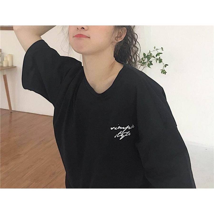 Tシャツ レディース 半袖 春 夏 秋 カットソー バックプリント オーバーサイズ ビッグシルエット ラウンドネック 可愛い 黒｜mizuki-store｜10