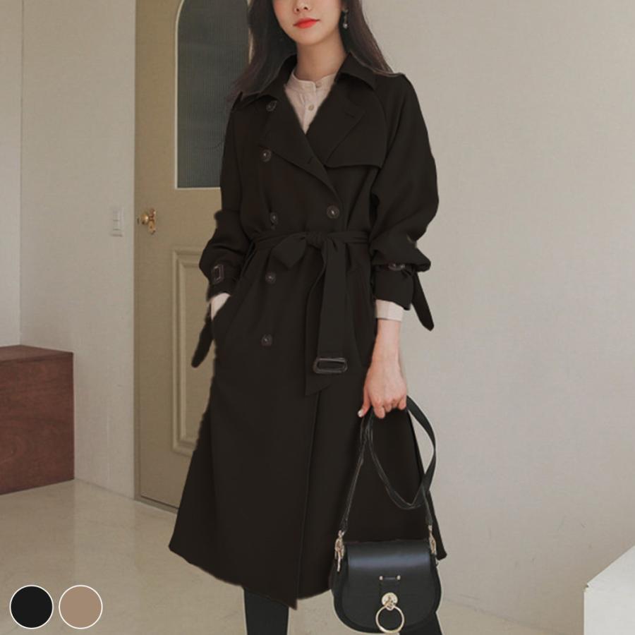 トレンチコート アウター コート レディース 秋冬 ロング 長袖 ベルト